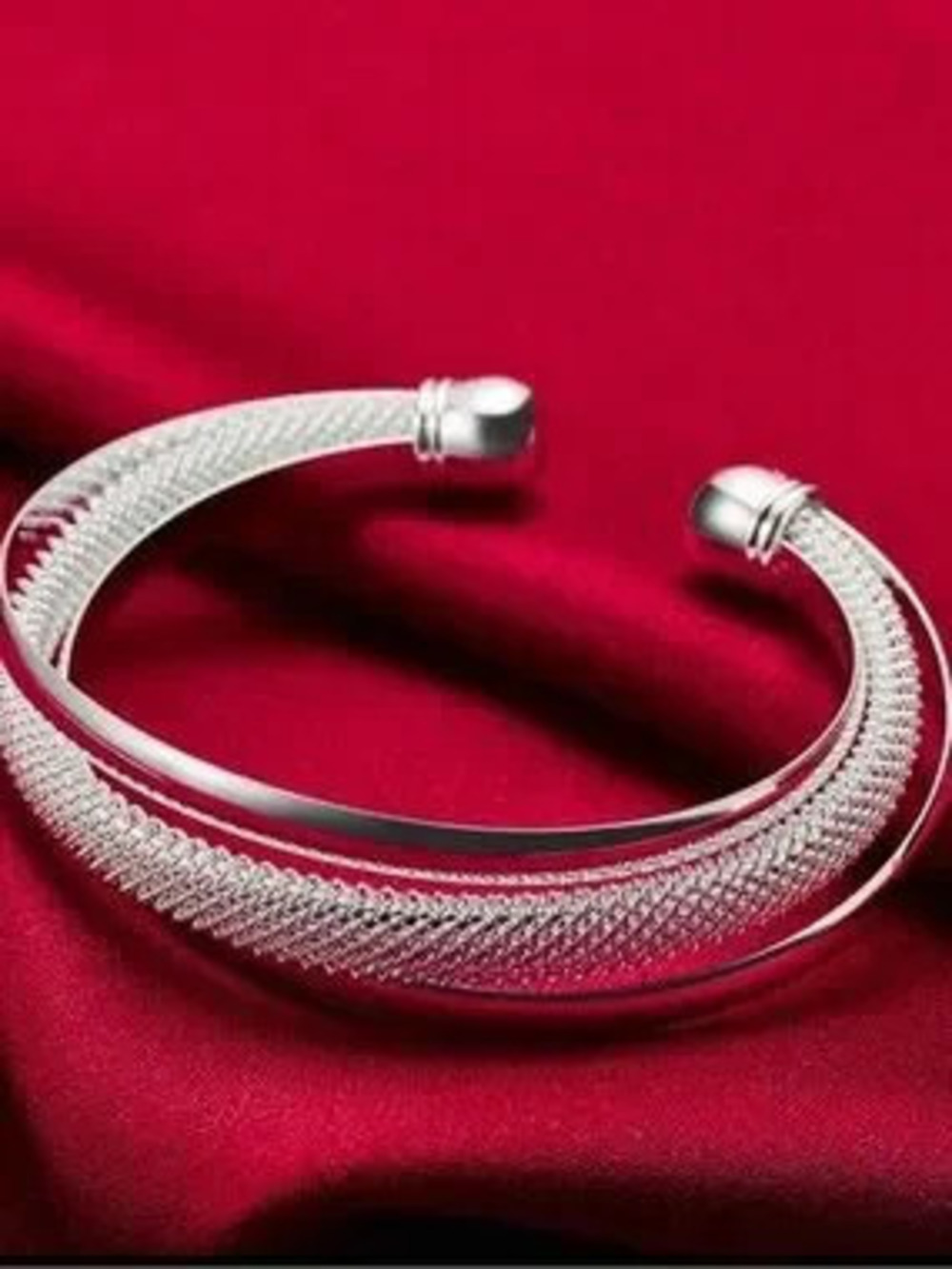Celestia Silver Texture Cuff Bracelet